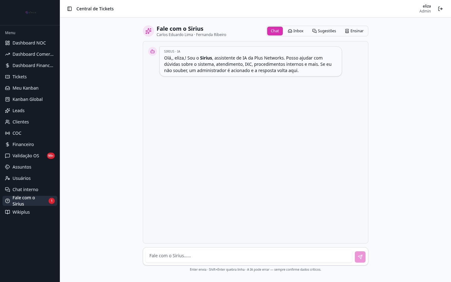 Sirius — Assistente de IA interno