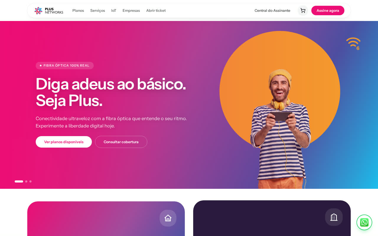 Plus Networks — Home e destaque de campanhas